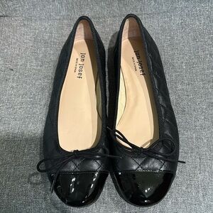 Jon Josef Belle Quilted Ballerina Flat Black Cap‎ Toe Size 8